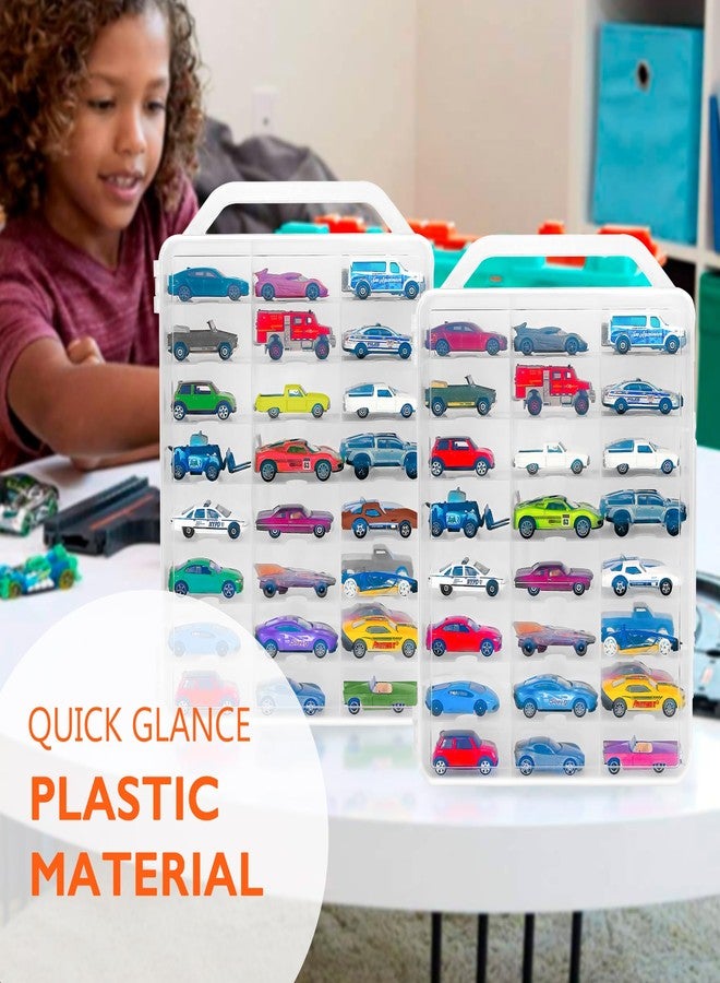 KISLANE Double Sided Toy Car Storage Case for 48 Toy Cars, Matchbox Cars, Mini Toys, Small Dolls, Portable Storage Case for Toy Cars, Matchbox Cars with 46 Slots, Case Only (Transparent-2 Pack) - Image 5